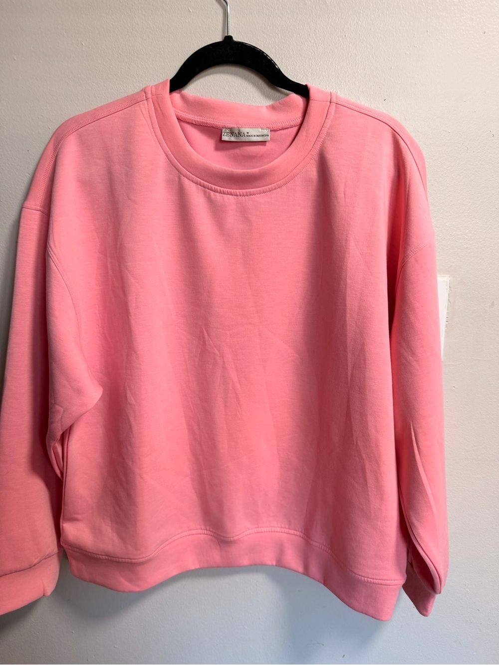 Zenana Outfitters Pink Crewneck Sweatshirt - Women's Casual Pullover